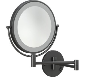 ESPEJO REDONDO DE AUMENTO CON LUZ LED NEGRO MATE