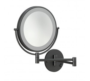 ESPEJO REDONDO DE AUMENTO CON LUZ LED NEGRO MATE