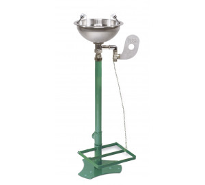 LAVAOJOS CON PEDESTAL DOBLE MANDO, RECOGEDOR INOX
